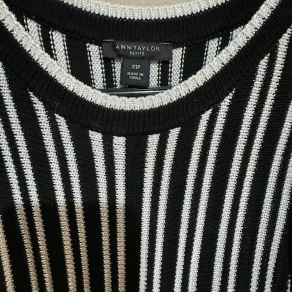 Ann Taylor XSP black and white sleeveless sweater dress
